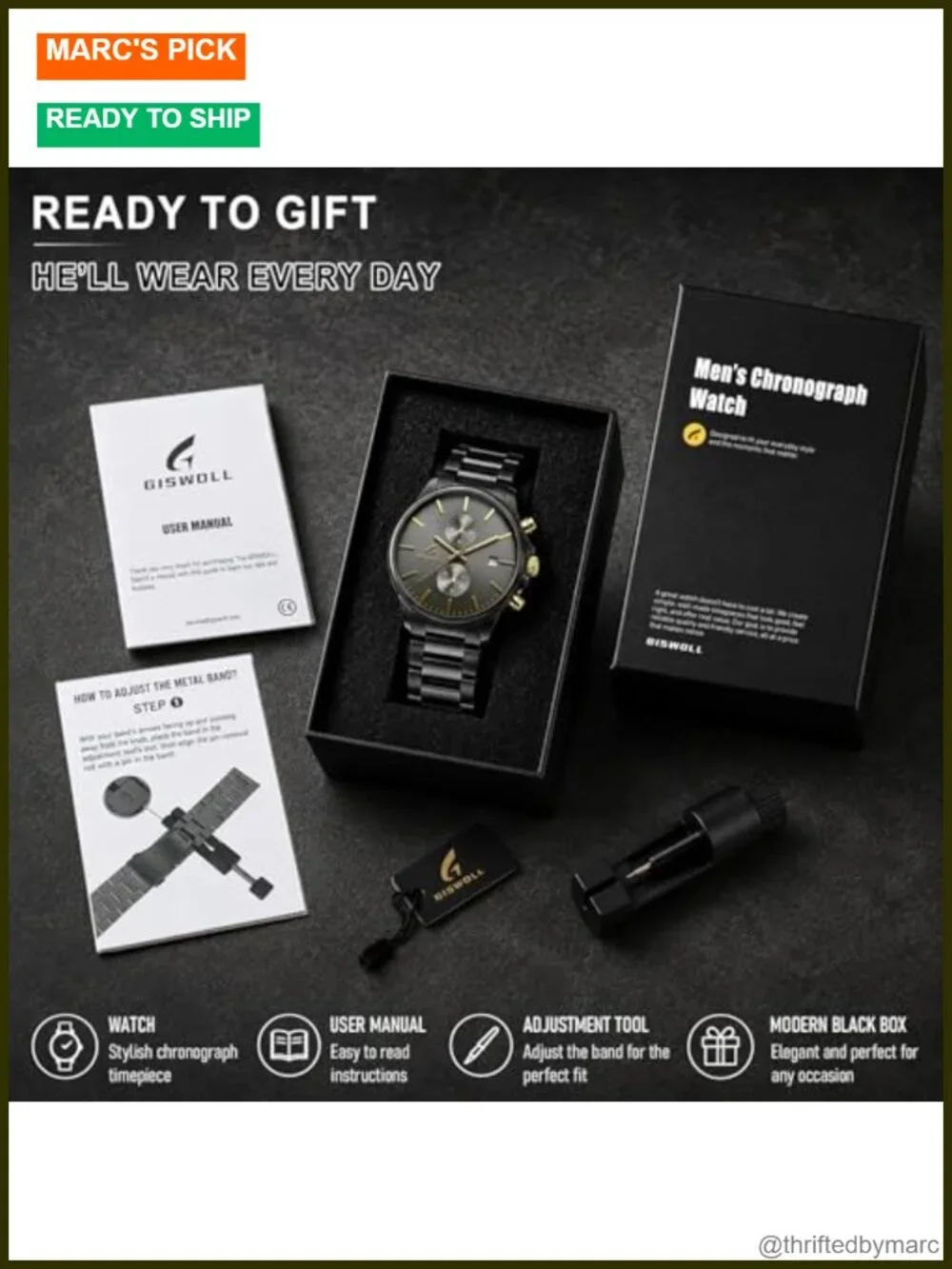 Stainless Steel Chronograph Quartz Wrist Watch - Water Resistant Luminous